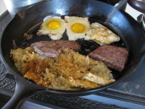 breakfast cooked on the woodstove