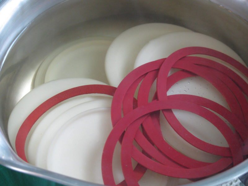 Tattler seals and rings sitting in warm water.