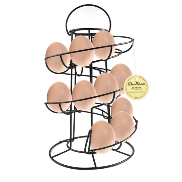 A spiral egg holder for the kitchen counter.