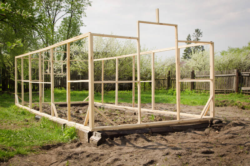 Framing the walls for a home made greenhouse