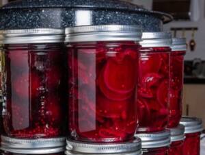 Pickled Beets in jars after canning