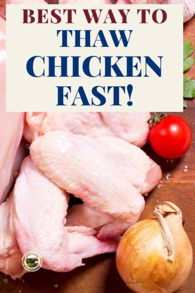 frozen chicken thawing on counter