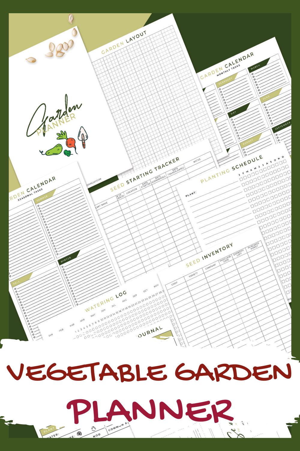 Vegetable Garden planner sheets laid out.