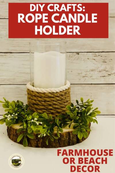 Roped Candle Holder on a wood slab