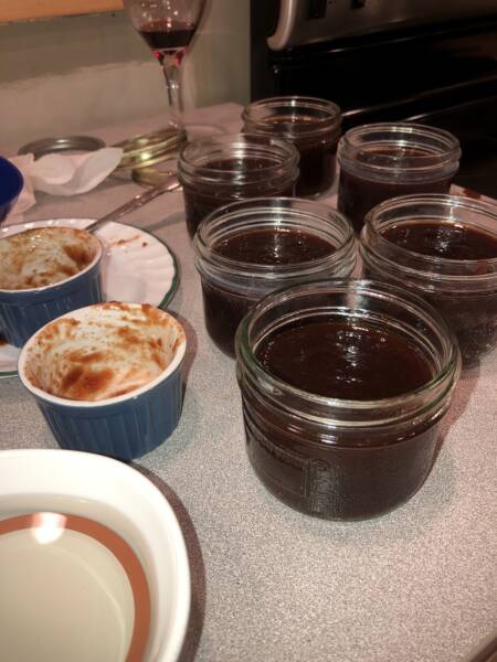 HP Sauce in half pint jars ready for canning