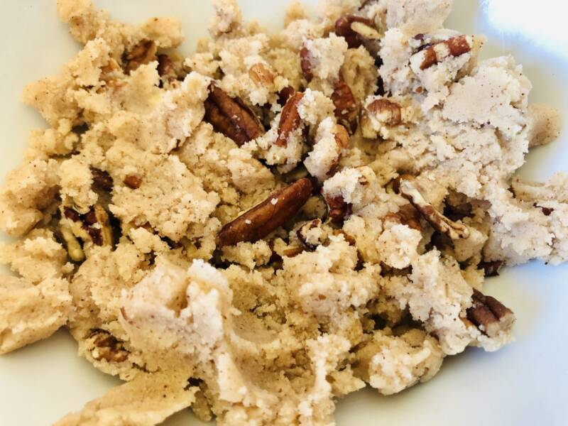 Streusel topping mixed together in a bowl