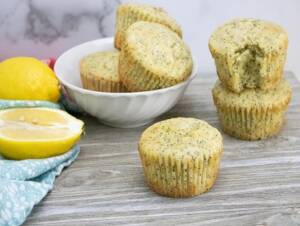 Lemon Poppy Seed Muffins in a bowl on a table
