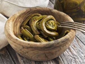 Pickled Fiddleheads in a bowl